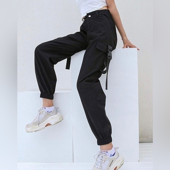 NWT Cargo Pants, High Waist Lounge Pants Fashion Loose Relaxed Fit Jogger Sz M - Picture 4 of 13